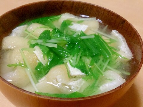 水菜と油揚げのお味噌汁～時短レシピ～